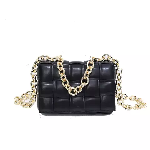 NEWLY DESIGNED LADIES THICK GOLD CHAIN WOVEN BAG. (BLACK COLOR ...