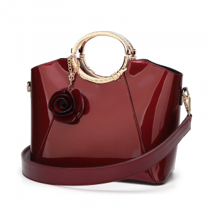 IMPSE LUXURY CUSTOM LADIES HANDBAG WITH GOLD HANDLE. (WINE COLOR)