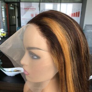 100% Real HUMAN HAIR. 13×4 LACE FRONTAL WIG. (28INCHES STRAIGHT HIGHLIGHT COLOR)