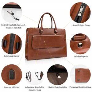 Laptop Waterproof Leather Bag. (Brown Color)