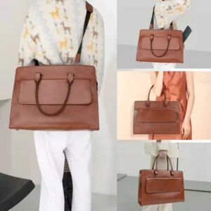 Laptop Waterproof Leather Bag. (Brown Color)