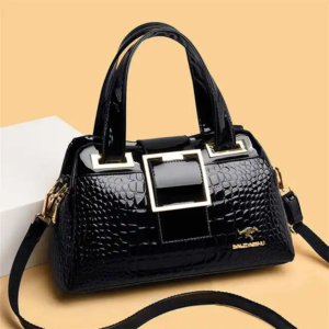 02 Crocodile Leather Bag. (Black Color)