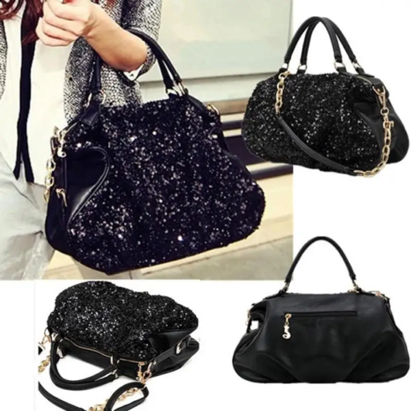 Paillette Bling Sequins Handbag. (Black Color)