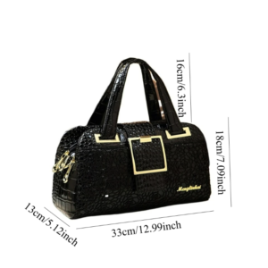 02 Crocodile Leather Bag. (Black Color)