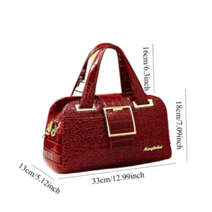 02 Crocodile Leather Bag. (Wine Color)
